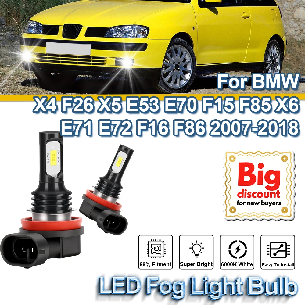 

100W Автомобильные светодиодные противотуманные фары 6000K Белые автоматические противотуманные фары 12000LM для BMW X4 F26 X5 E53 E70 F15 F85 X6 E71 E72 F16 F86 2007-2018