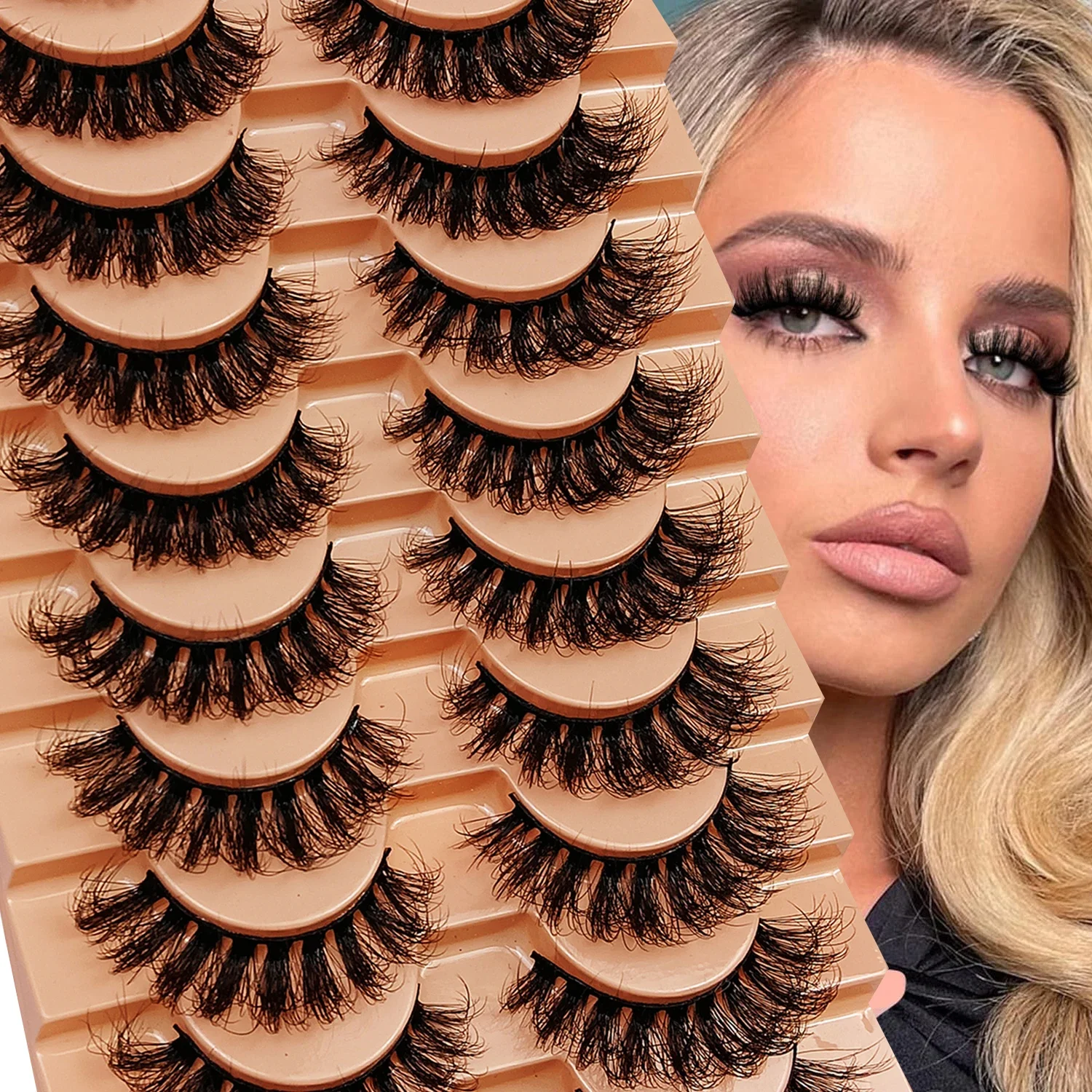 10 Pairs Russian Strip Eyelashes Thick Slender Fluffy False Eyelashes Daily Thick Eye End Lengthening Messy Lashes