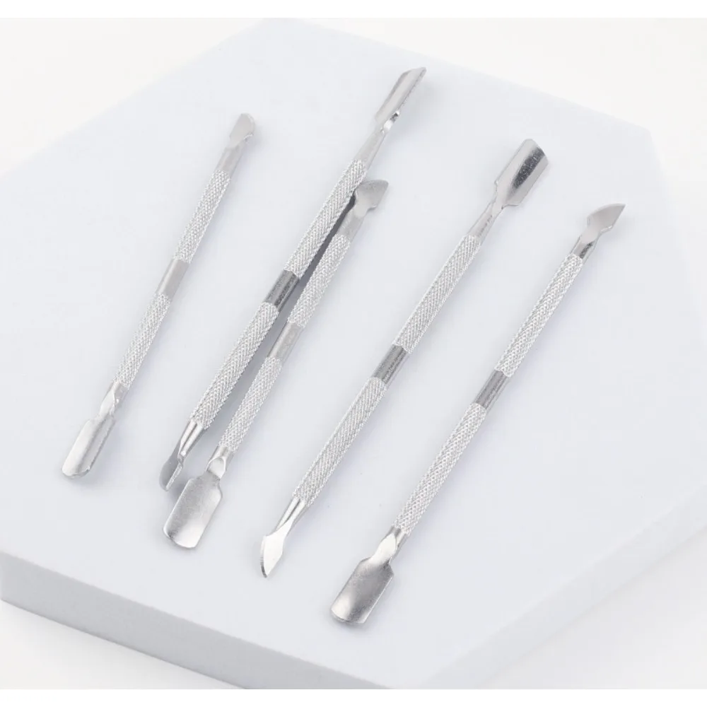 3/5/10 Pcs Stainless Steel Cuticle Pusher Kit - Double-Ended Spoon Remover for Dead Skin Push Nail Art Cleaning Manicure Tools
