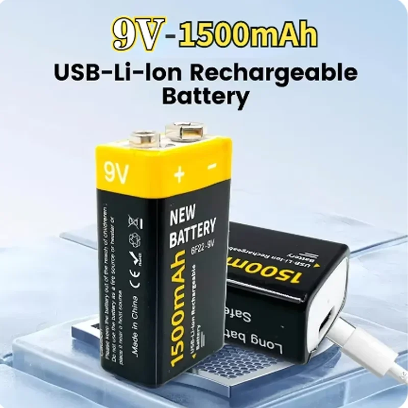 6F22 9V Micro USB Battery 1500mAh Rechargeable Li-ion Lithium Batteries for RC Helicopter Model KTV Microphone Toy Multimeter RC