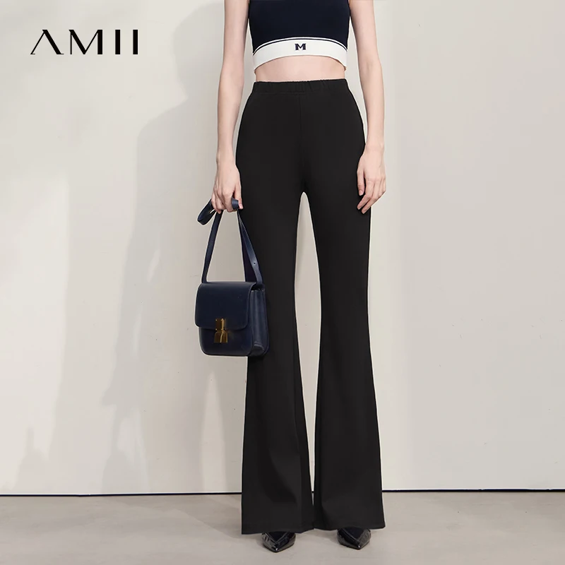 

AMII Minimalism Women's Pants 2025 Autumn New Commuter Versatile Slim Woman Trousers Solid Color Casual Flared Pants 12513017