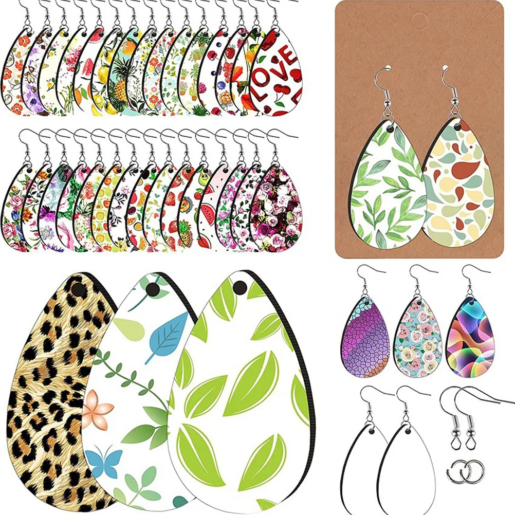 

1 Set Heat Transfer Earrings Blanks Unfinished Sublimation Jewelry Diy Earring Crafts Water Drop Pendant Kit Earring Making