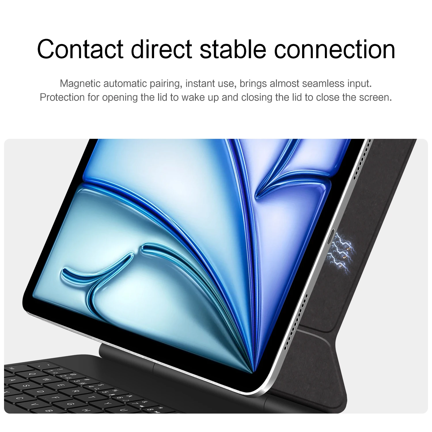 Keyboard For iPad Air 13 (2026) / (2025) / (2024) / Pro 12.9 (2022) (2021) (2020) (2018) Smart Pogo Pin Direct Connection Keyboa