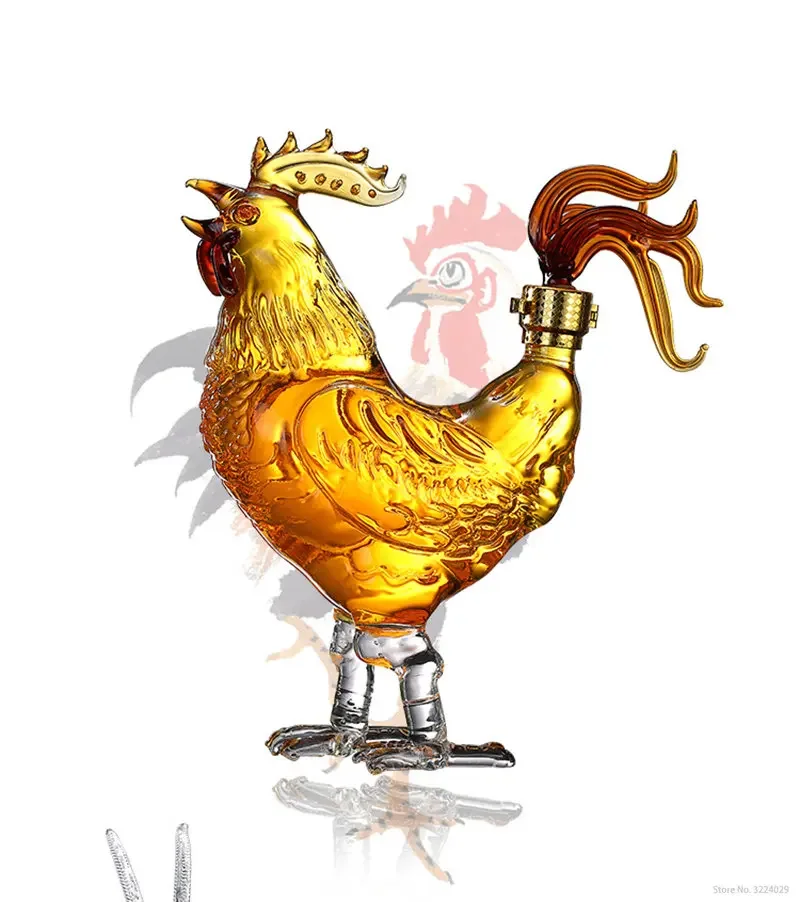 500ml top quality creative animal chicken shaped whiskey decanter home bar glass decanter for Liquor Scotch Bourbon DDC-204