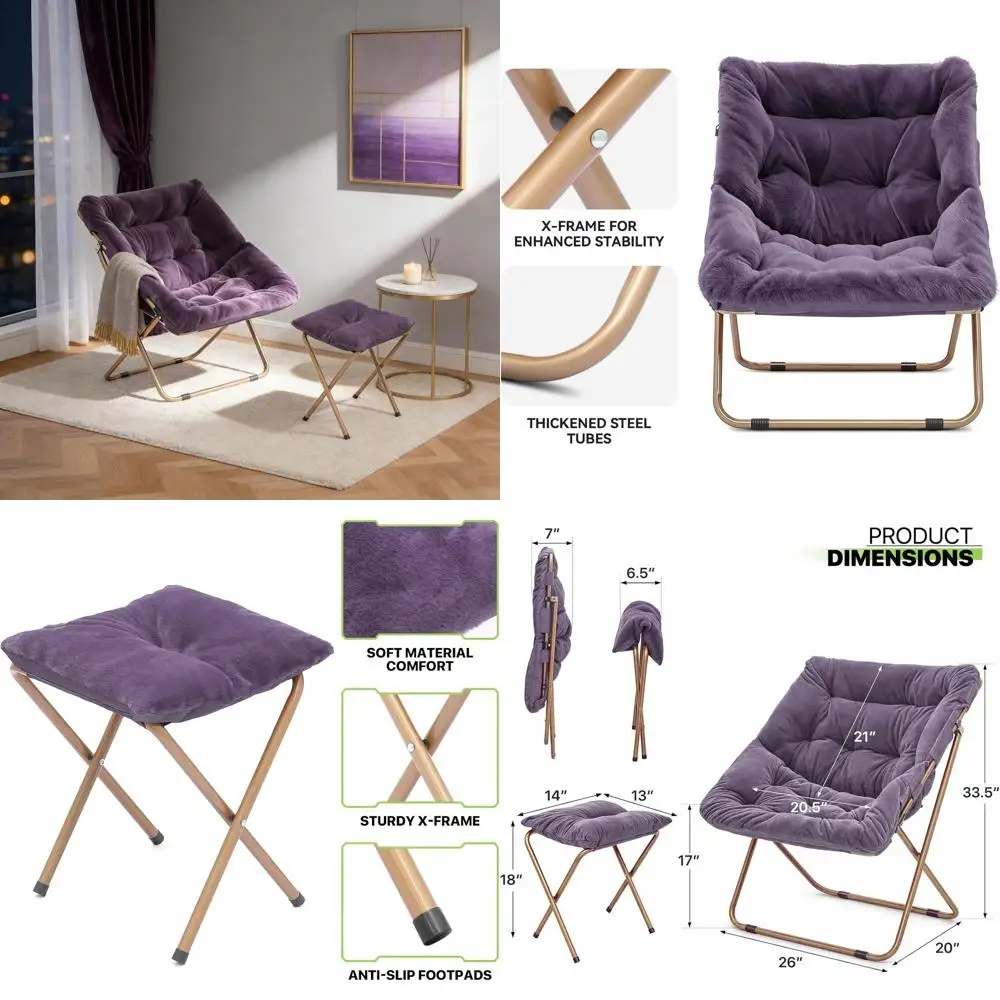 

Большое комфортное кресло для чтения с оттоманкой, идеально подходит для гостиной или спальни, отлично подходит для отдыха и учебы.