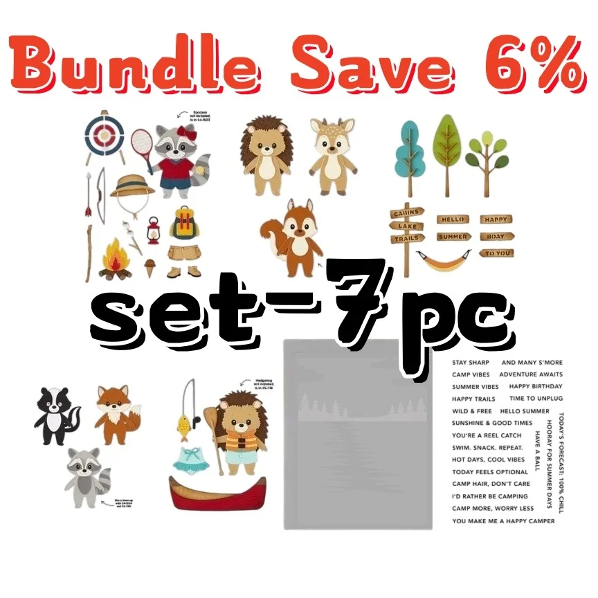 

Camp Splash Summertime Metal Cutting Dies Clear Stamps Stencil for DIY Greeting Card Making Scrapbooking Craft Paper Decoration