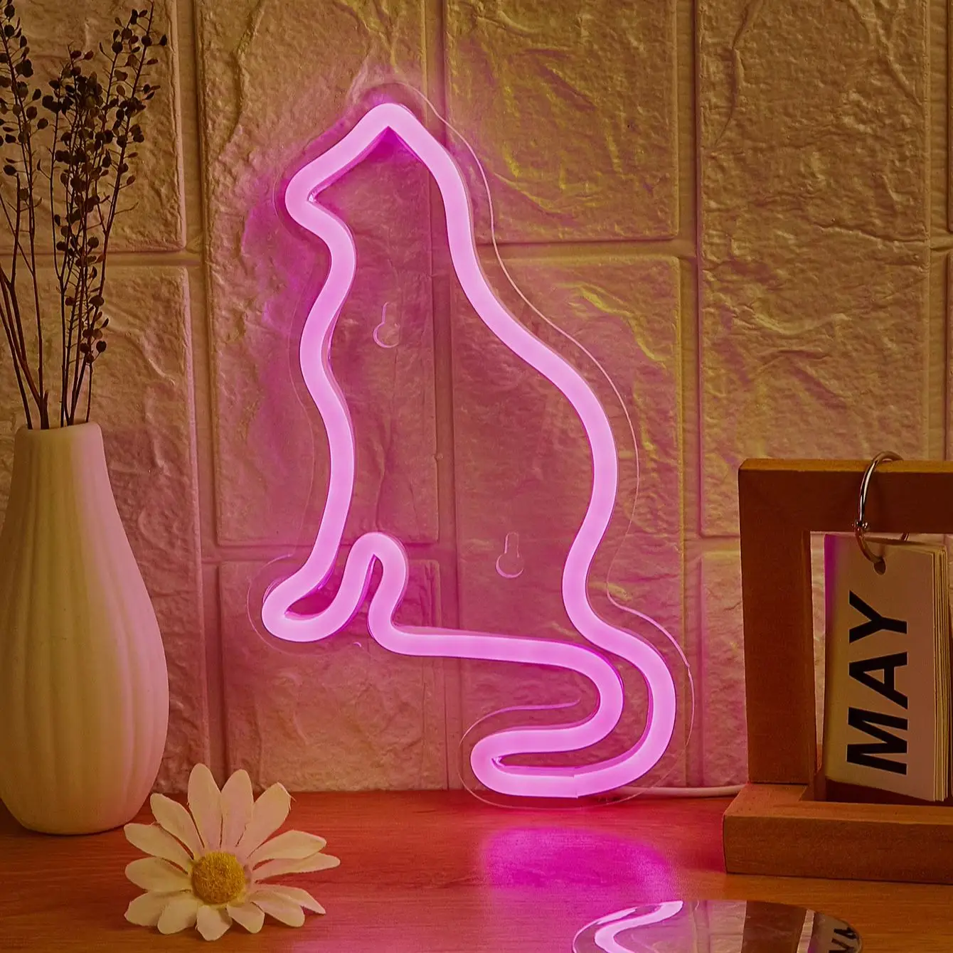 Chi-buy LED Neon Pink cat USB Powered Neon Signs Decor Lamp Signs Birthday Gift Wall Art For Bedroom Room Bar Shop