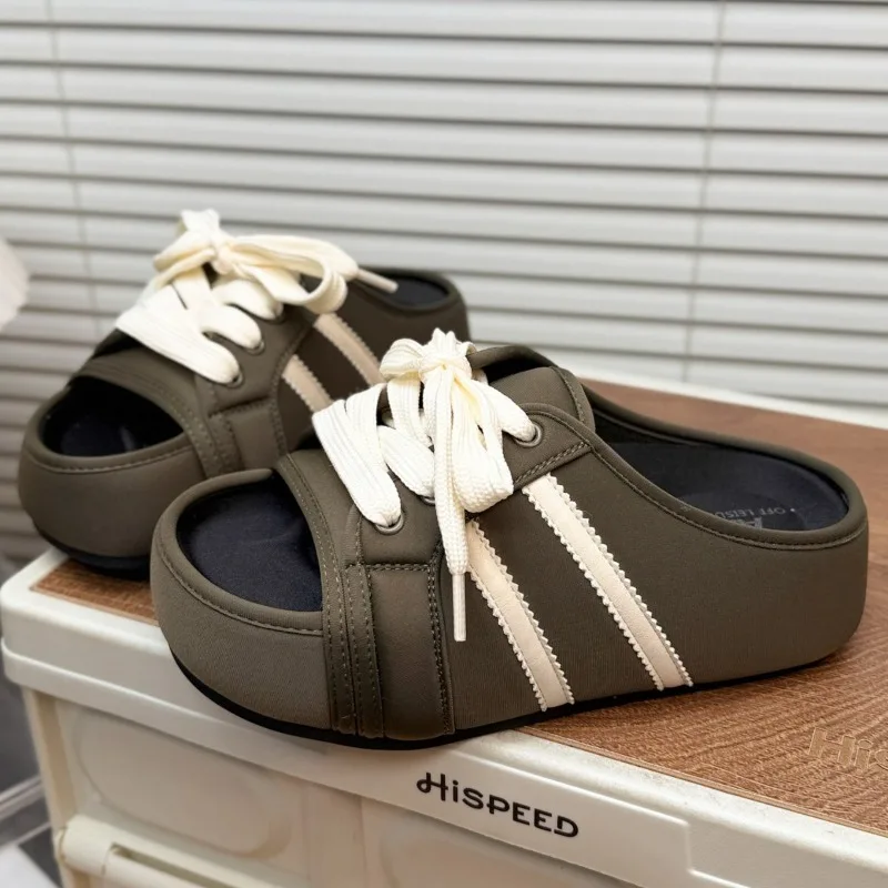 

2026 Mew Womens Shoes Fashion Lace Platform Slippers for Woman Comfortable Vacation Casual Shoes Designer Shoes Zapatos De Mujer