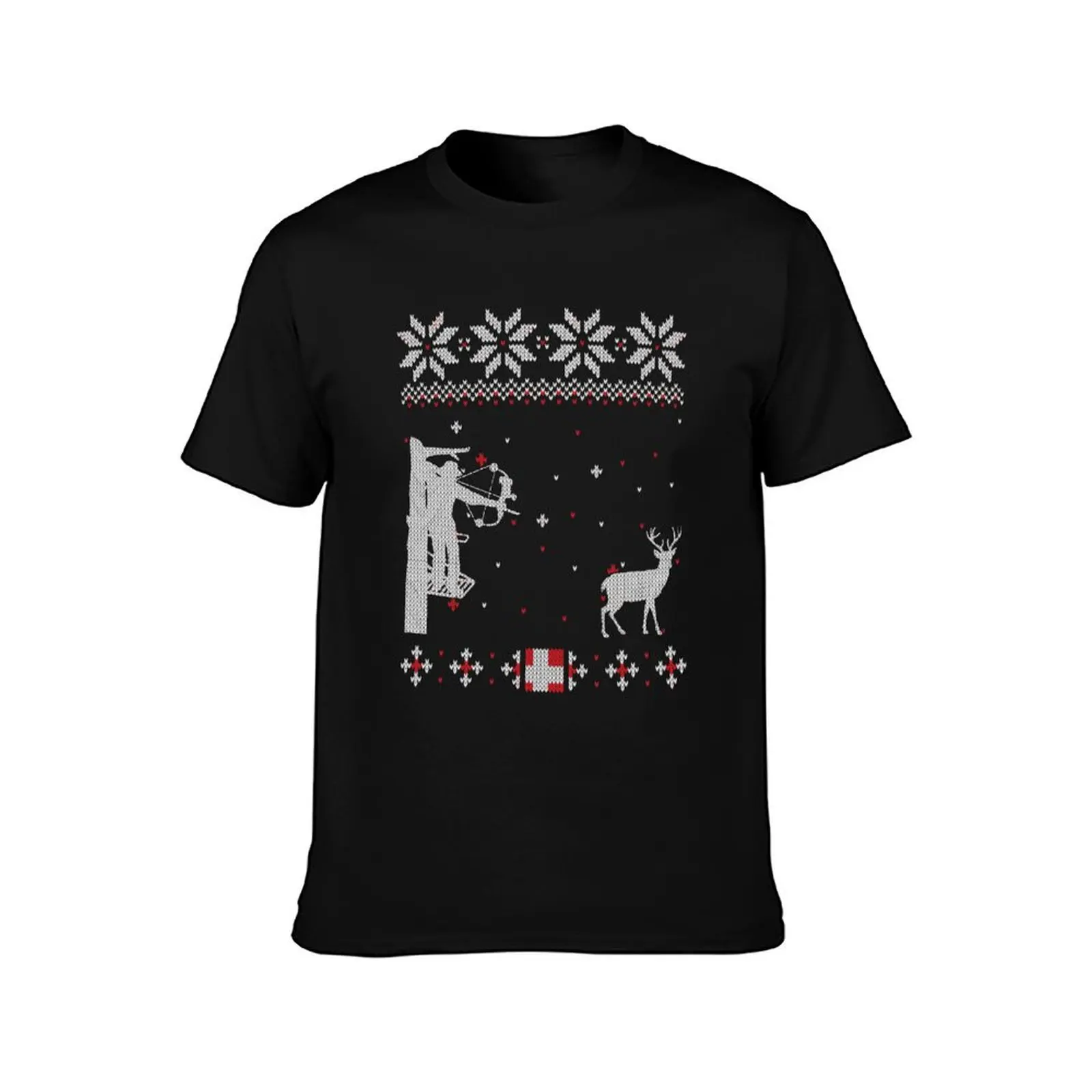 Bow Hunter Ugly Christmas Sweater Bowhunter Archery Hunting T-Shirt Simple Casual Short Sleeve Cotton T-Shirt