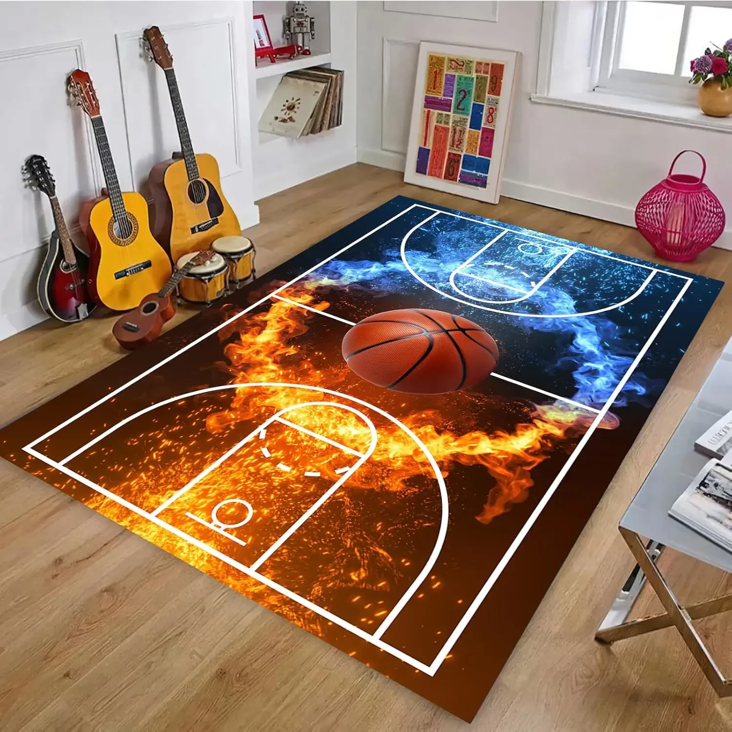 Sports  BASKETBALL Football Field Carpet for Living Room Home Decor Children's Play Anti-slip Area Rugs Bedroom Foot Pad