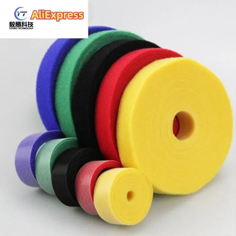 1pc 5M 20mm Reusable Fastening Tape Cable Ties Double Side Hook Roll Hook and Loop Straps Wires Cords Organizer