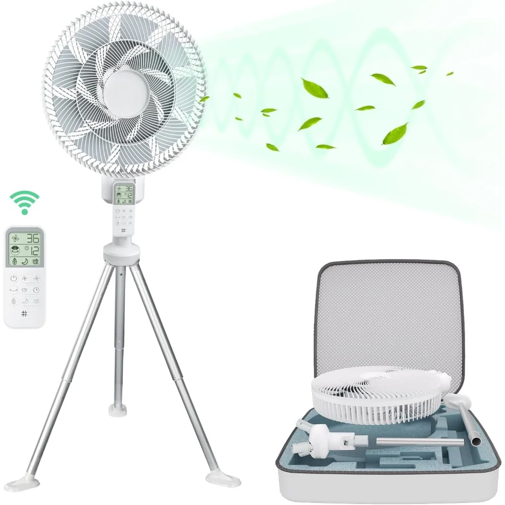 15db Quiet Standing Fan, Oscillating Fans with Remote Controller, Negative Ion 12.8