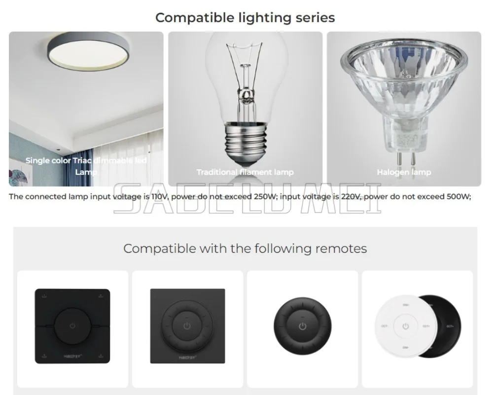 MiBoxer TRI-C1WR/TRI-PW/TRI-PR Triac Dimmer 500W WiFi + 2.4 جيجا هرتز تحكم مزدوج 30 متر نطاق لاسلكي Alexa Voice Support (AC100V-240V) #2