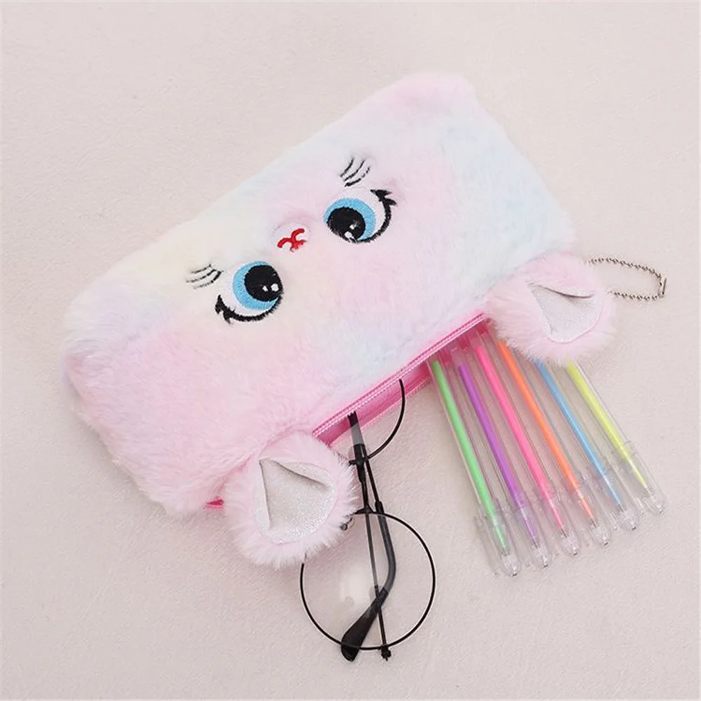 1X لون عشوائي، لطيف القط جديد 20CM أفخم رقيق القط محفظة نسائية للعملات المعدنية الحقيبة، حقيبة الجيب #4