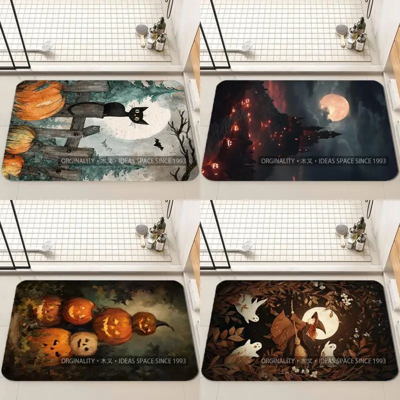 

Halloween Cat Pattern Mat Living Room Decoration Home Sofa Non-Slip Carpet Study Bedroom Tatami Children'S Soft Floor Mat