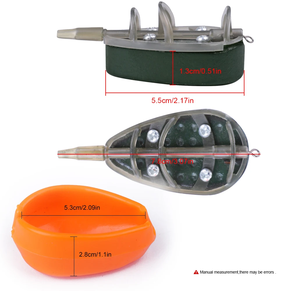 FTK 2 Feeders/Set Inline Method Feeder Mould Bait 30g-100g Thrower Bait Plumb Set  Carp Fishing Feeder Bait Holder Tool