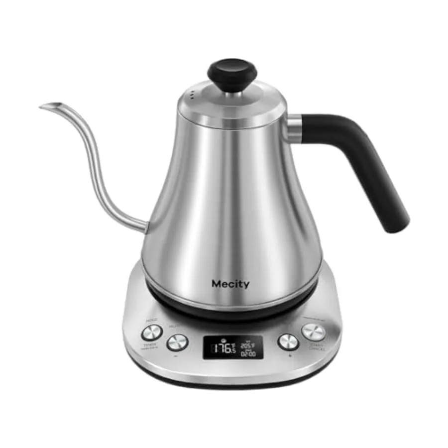 

Retro Electric Gooseneck Kettle 0.8L Stainless Steel LCD Display Temperature Control 1200W Quick Heating Hot Water Boiler for P