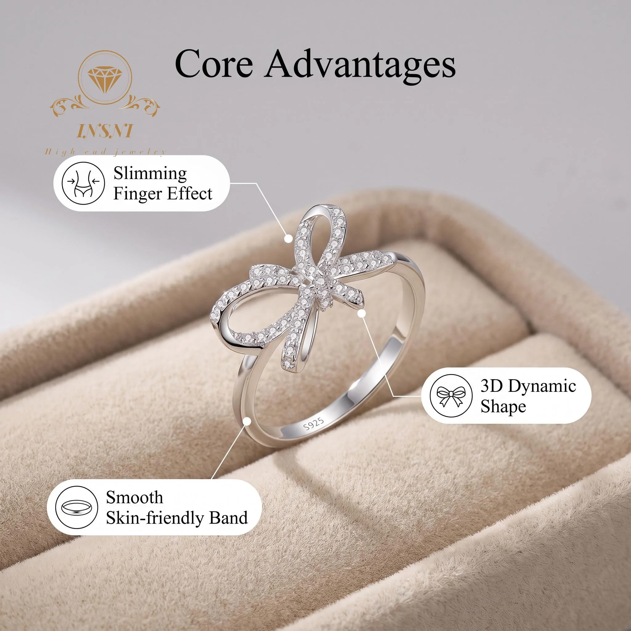 Anel de Prata S925 com Laço Cr - Women'S Affordable Accessories avaliação e preço