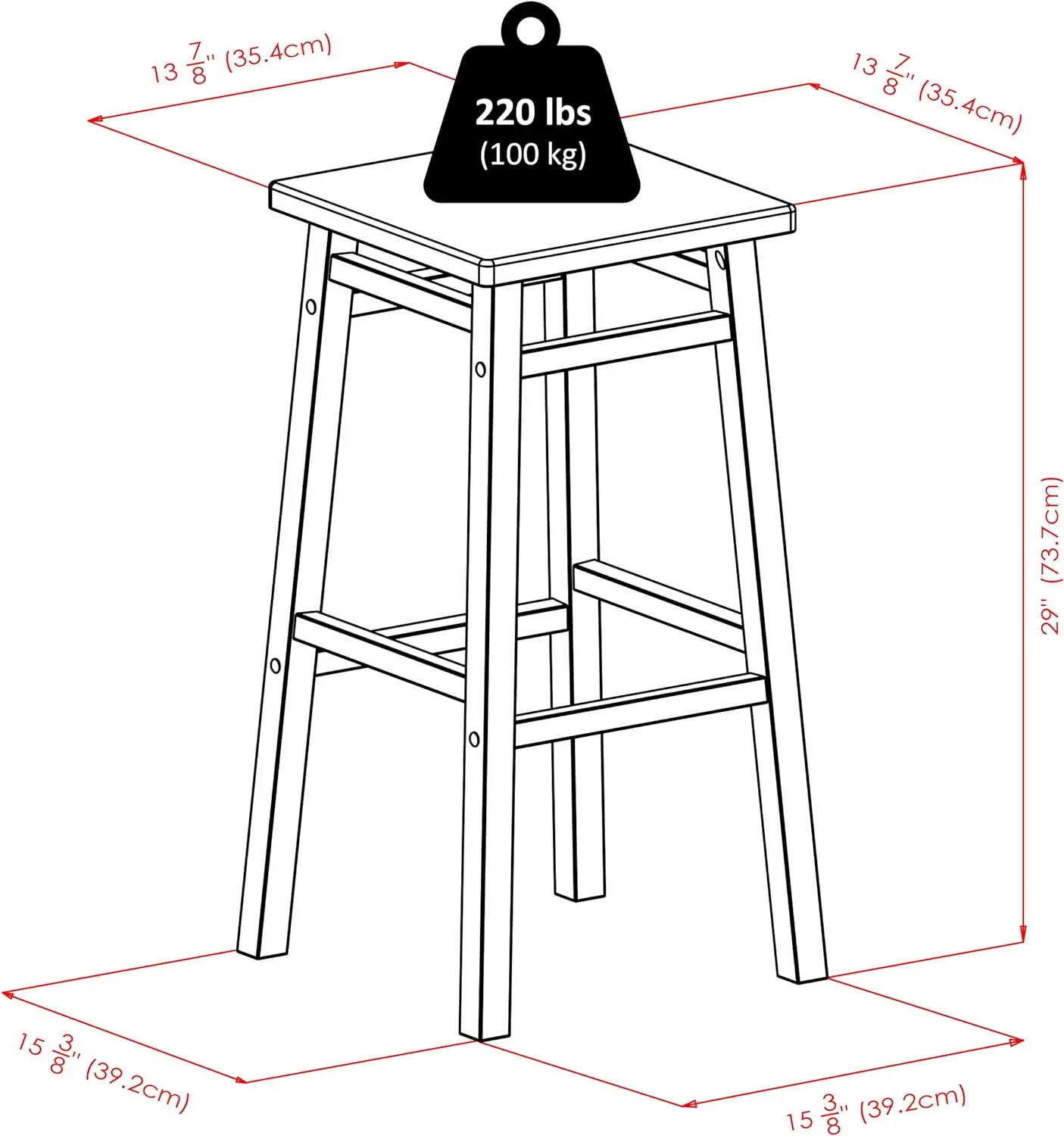 Backless Walnut madeira Counter Saddle Stools, Bar cadeiras, 29"