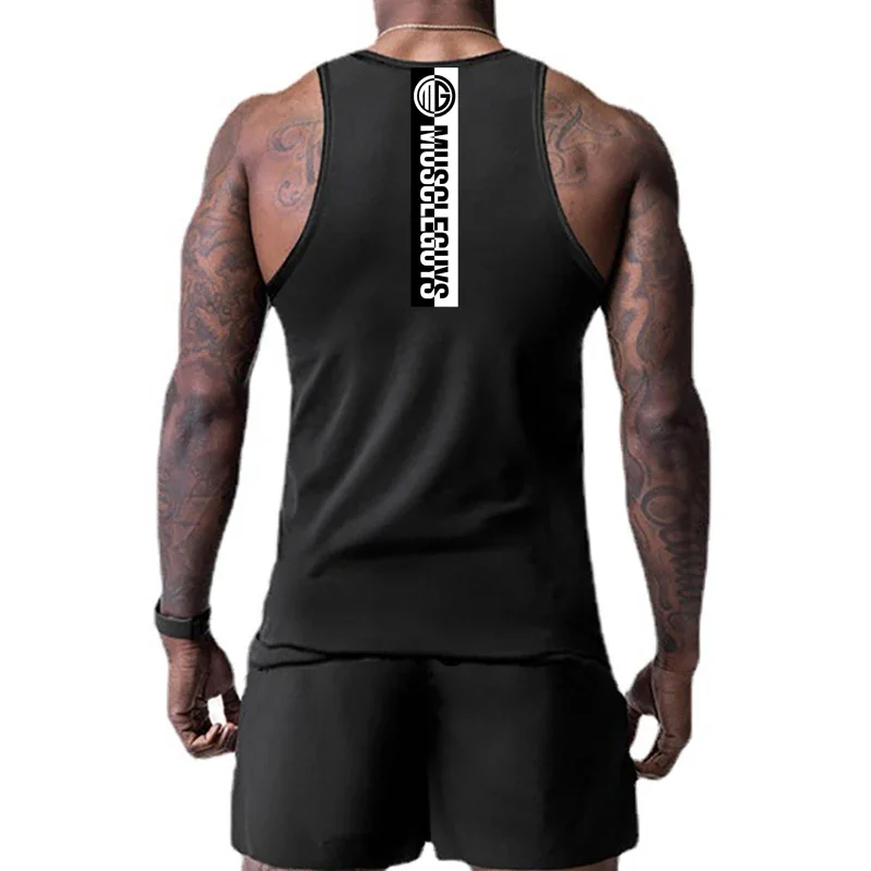 Gym Sport Tank Tops Mens Casual Sleeveless T-Shirts Workout Muscle Clothing Bodybuilding Fitness Vests Summer Quick Dry Singlets