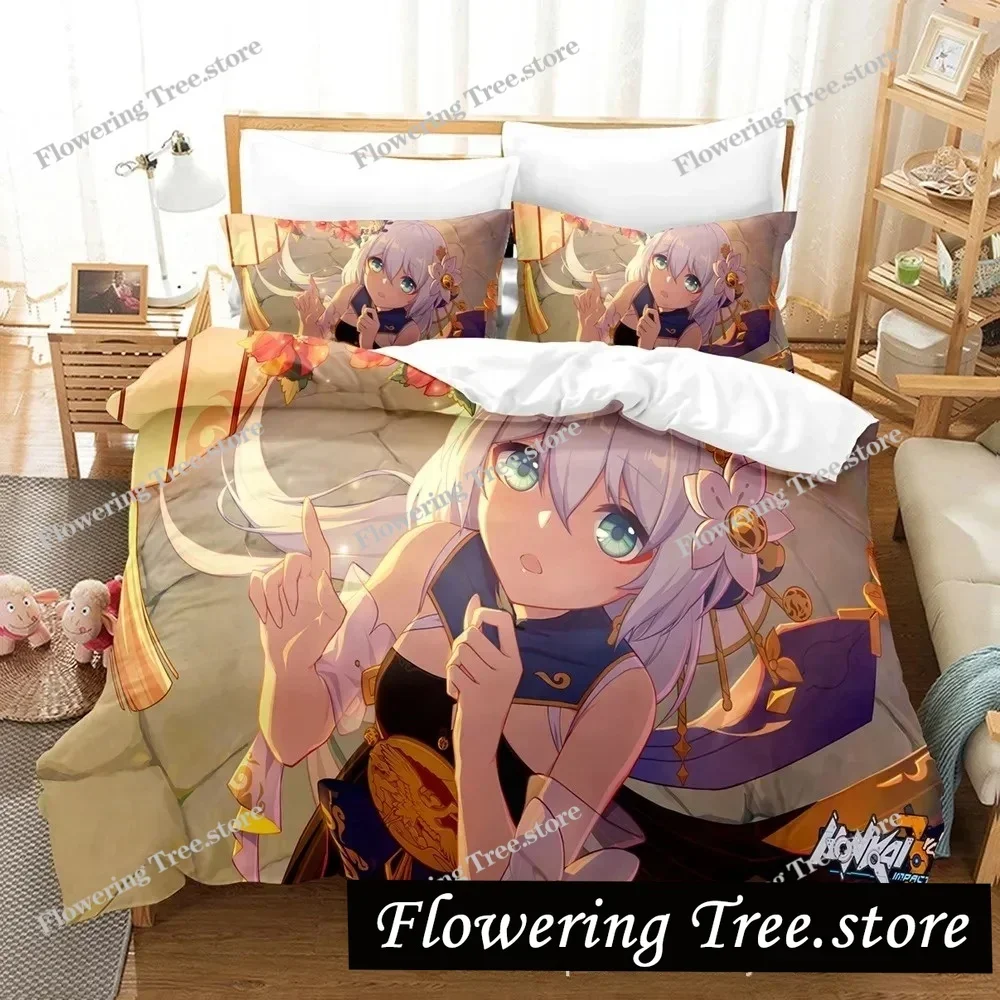 

2025 Honkai Impact 3 Bedding Set Single Twin Full Queen King Size Kawaii Girl Bed Set Teenager Bedroom Duvetcover Sets 3D Print