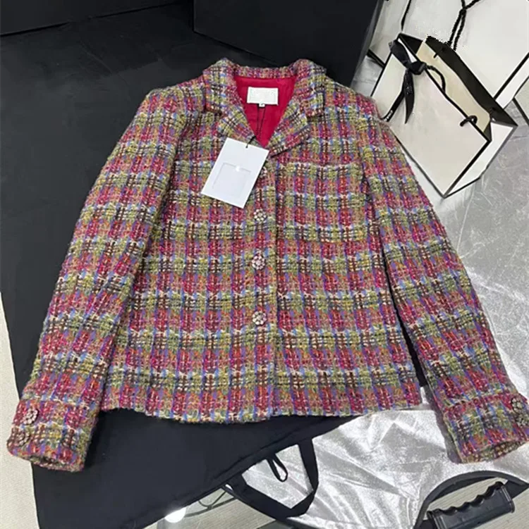 

Customization European women's clothing - new summer styles in 2026 Long-sleeved suit collar single-button tweed coat and skirt