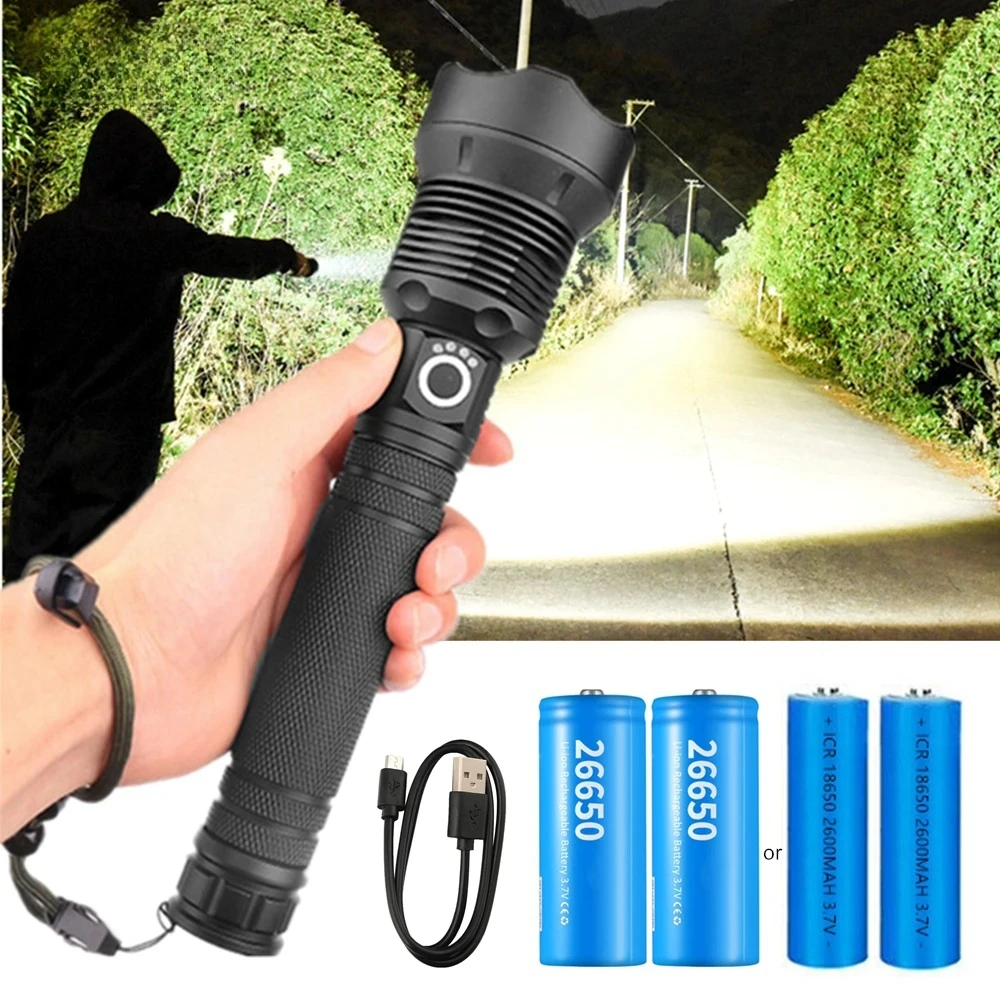 Powerful xhp70.2 Flashlight Torch Super Bright USB Rechargeable Zoom LED Tactical Torch xhp70 18650 or 26650 Battery Camp Lamp