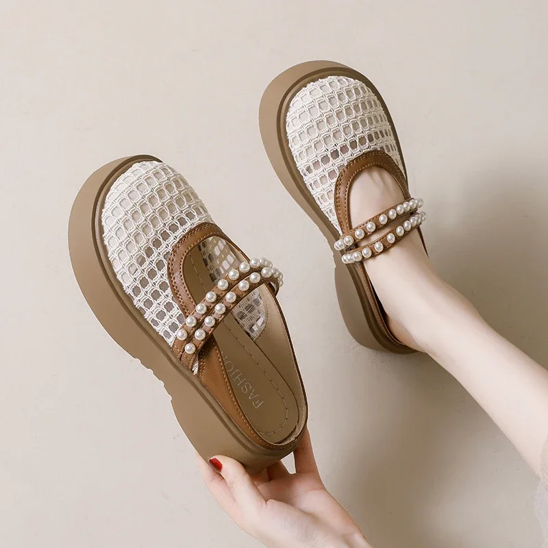 Reinforced Solid Bottom Women Summer Flat Slippers Anti Slip Stable Structure Student Daily Walking Shoes