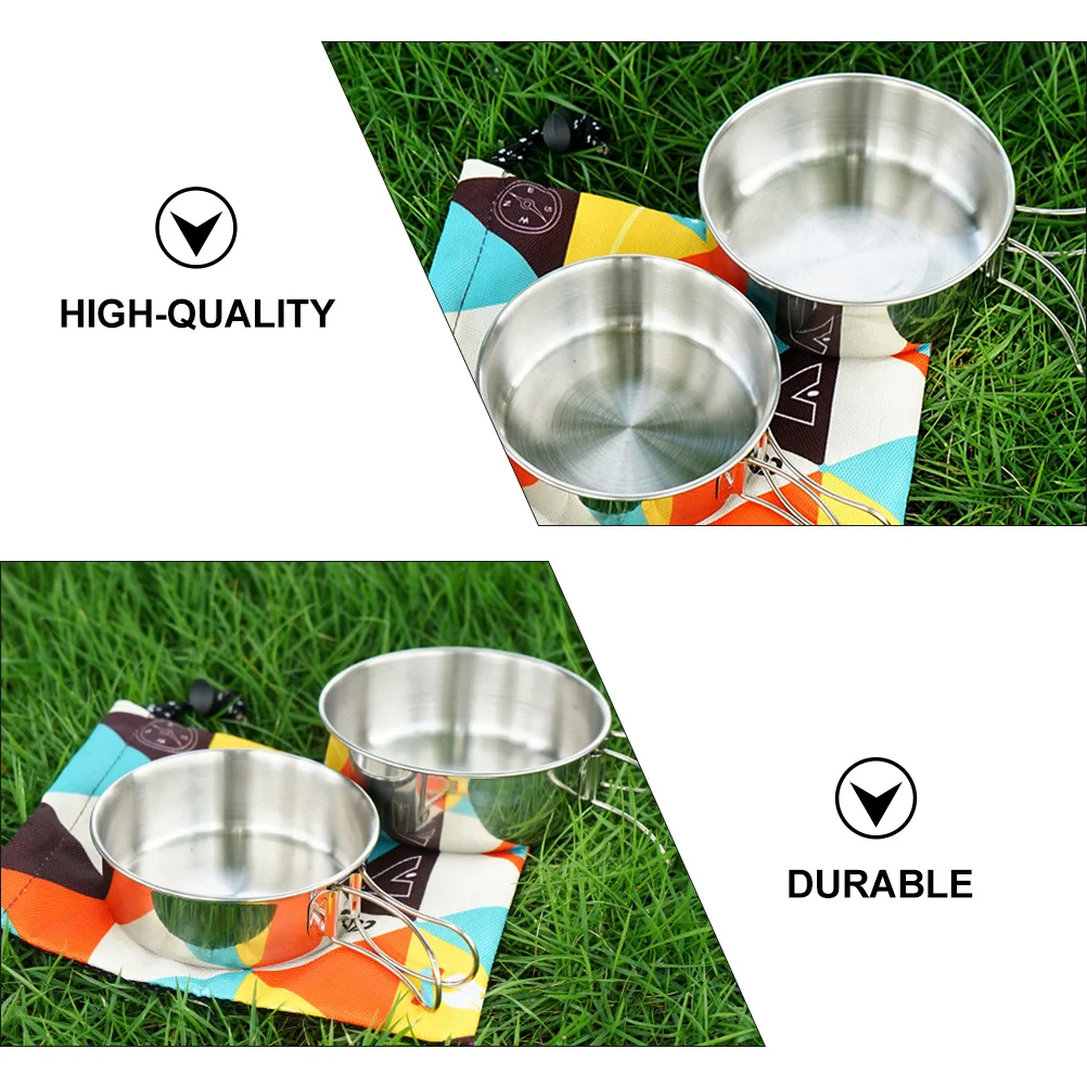 

1Set Stainless Steel Foldable Bowls Durable Portable Tableware Outdoor Camping Hiking Mini Bowls Foldable Cutlery No Deformation