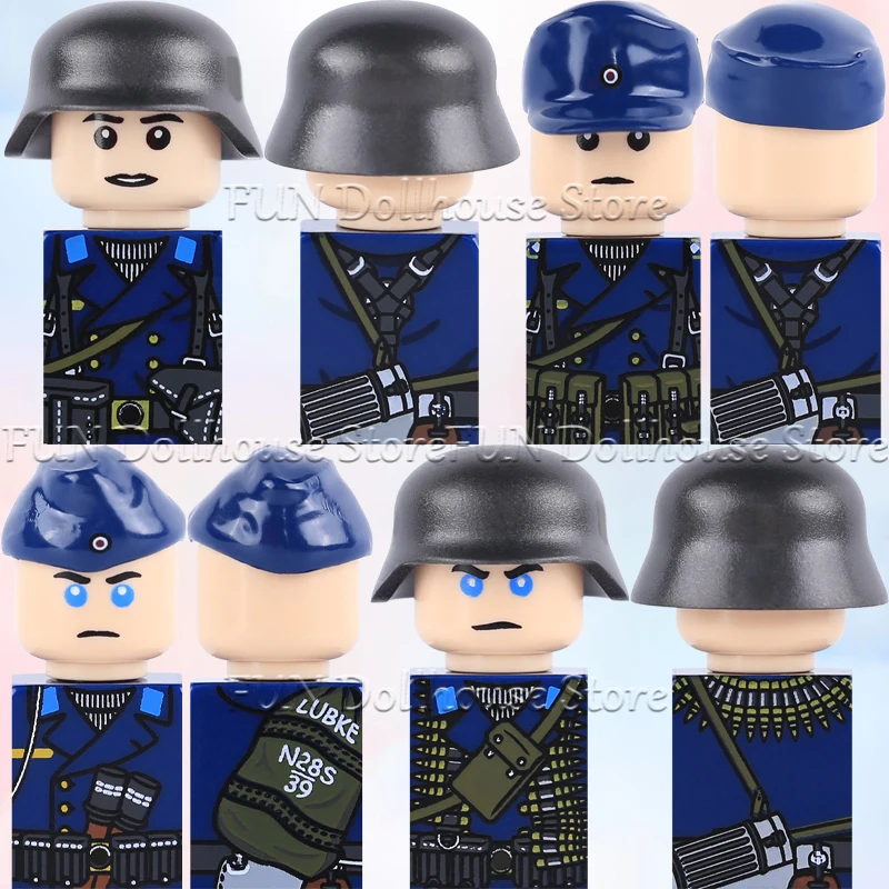 

WW2 German Navy Military Army Soldier Figures Accessories Building Blocks Gunner Coastal Assault Warrior Gun DIY Bricks Kids Toy