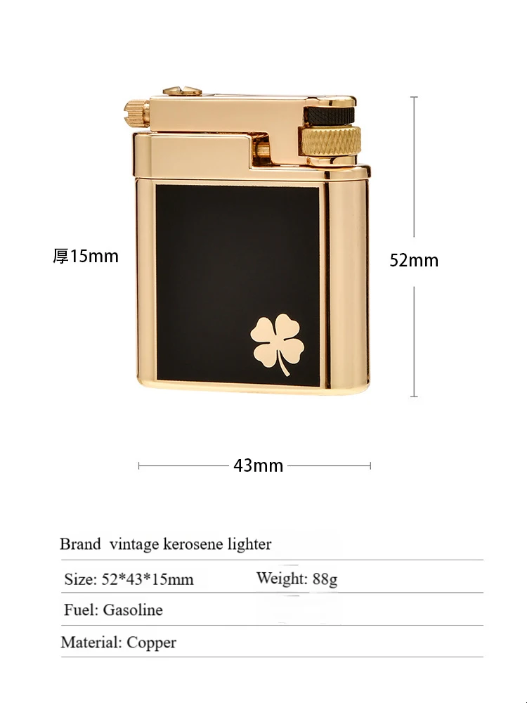 Chief Brass Liquid Lighter Creative Slide Ignition Metal Gasolin e Lighter Refuelable Vintage Classic Lighter