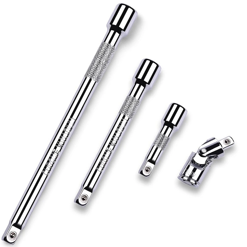 4 Piece 3/8 Inch Drive Socket Extension Set Wrench Extender Set 3, 6, And 10 Inch Extensions