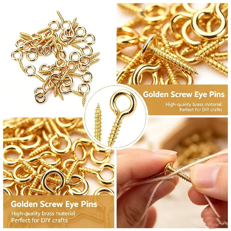 100PCS pcs/lot Stainless Steel Eyepin Keychain Hook Eye Pins Mini Screw Pendants DIY Threaded Pin Fitting DIY Jewelry Bracelet