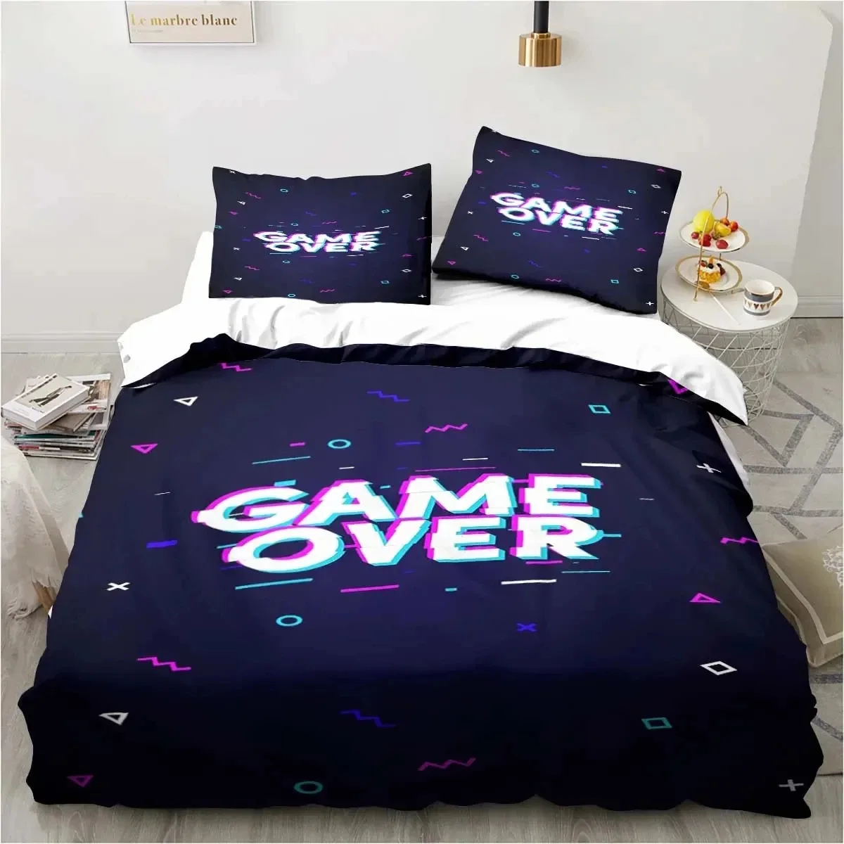 

Gaming Duvet Cover Set Game Room Decor Boys boys Teen Video Game Duvet Cover Single Bedding Set Let's Play Quilt Cover Bed Set