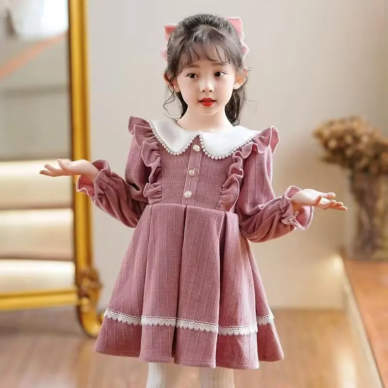 Winter Dress For Kids 1-6 Years old Birthday Long Sleeve Princess Formal Dresses For Baby Girl 3 4 5 6 7 8 Year