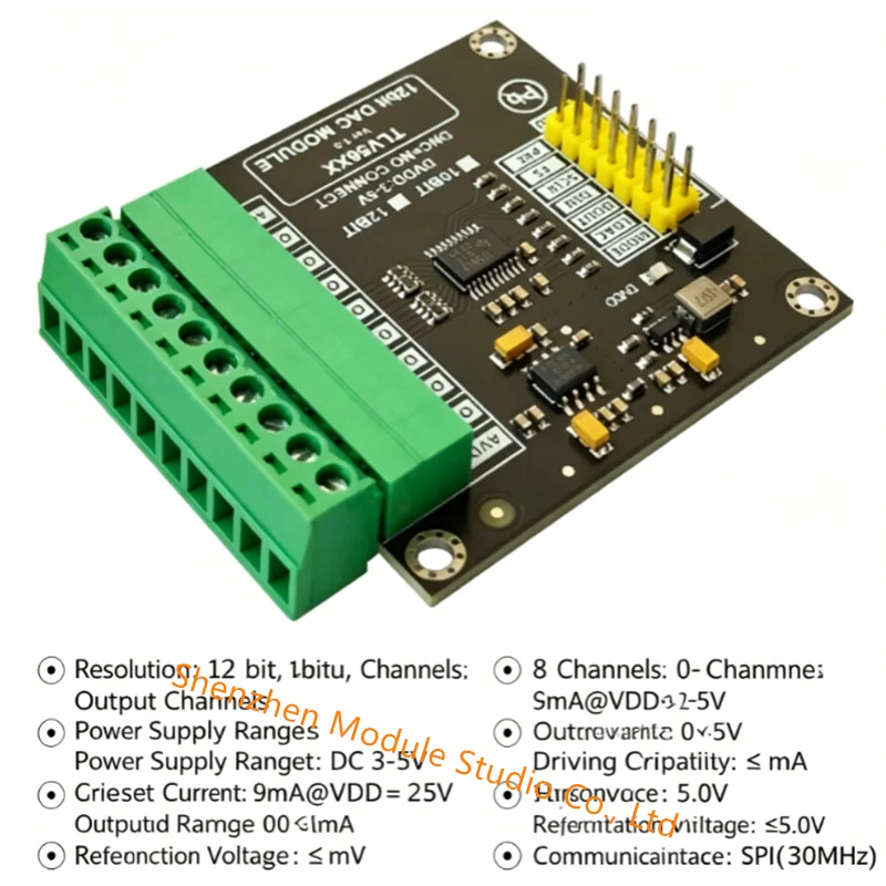 1PCS TLV5610 12 Bit 8-Channel DAC Module High Precision Digital-to-Analog Converter