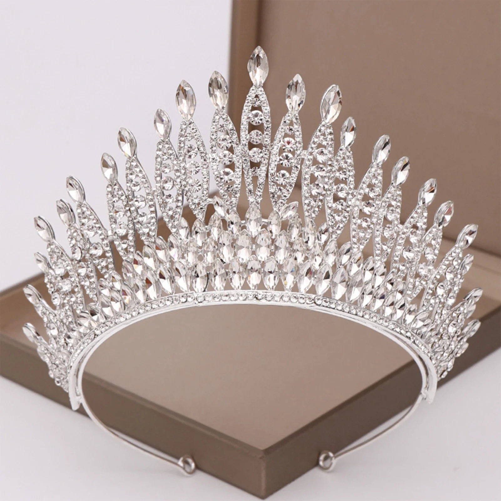 Wedding Headbands Crown Non-Slip Shiny Rhinestones Styling Crown Headpieces Costume Party Headdress