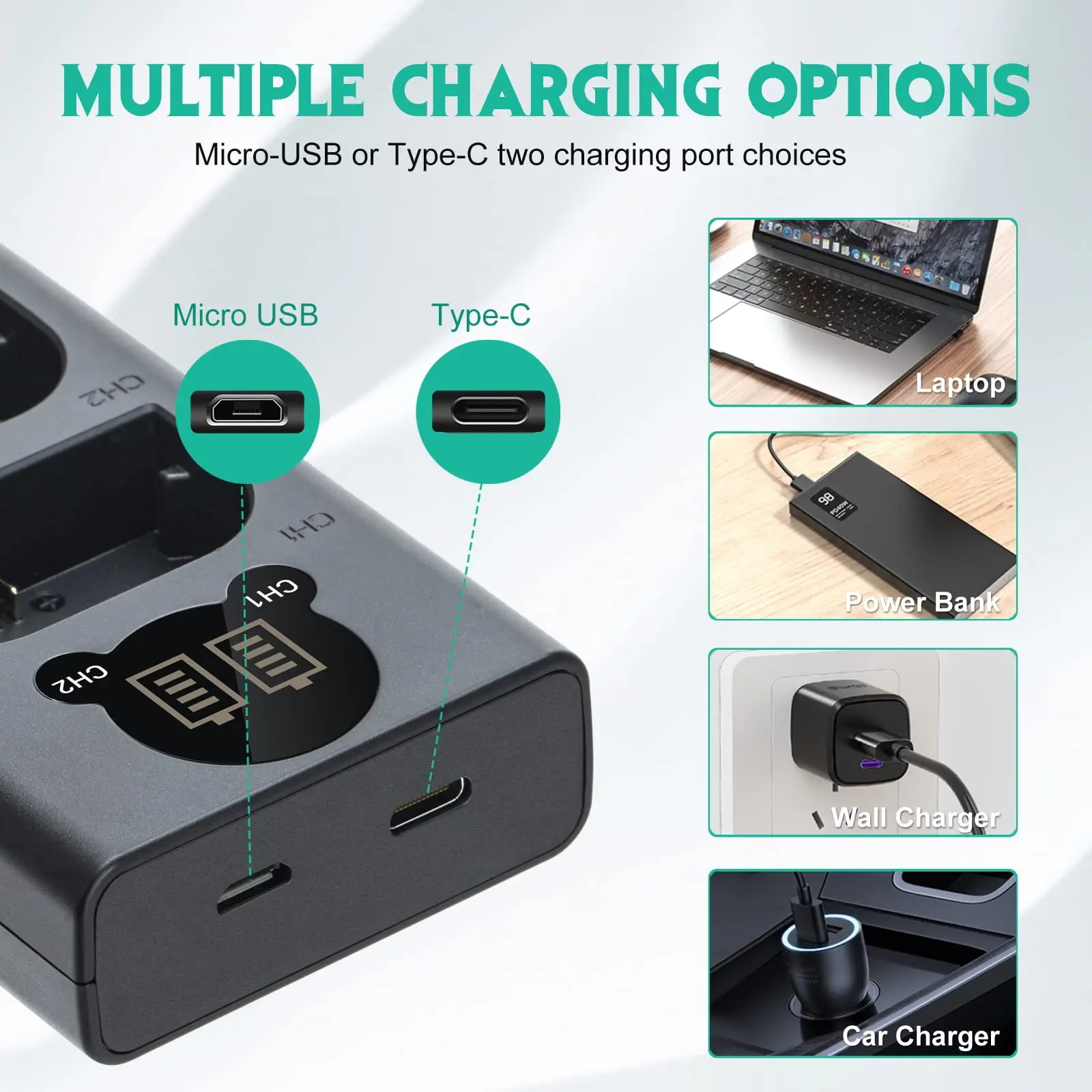 BLS-5 BLS5 Bls50 Dual USB Battery Charger with display screen for Olympus OM-D E-M10, PEN E-PL2 E-PL5 E-PL6 E-PL7 E-PL8 E-PM2