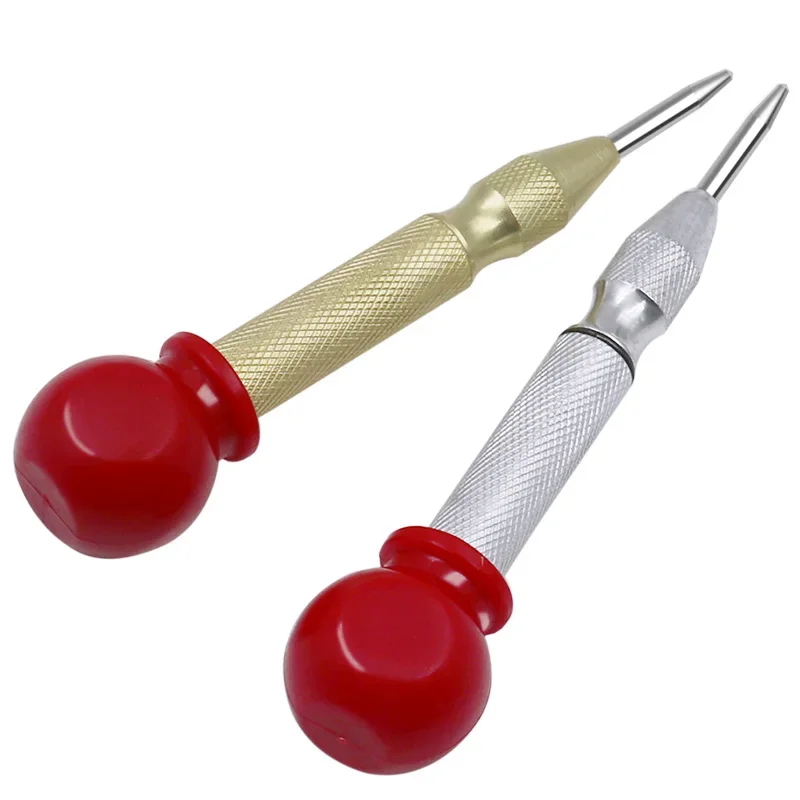 Automatic Center Punch for Precise Drilling and Positioning, 5-Inch Alloy Steel Spring-Loaded Punch Tool with Anti-Slip Handle