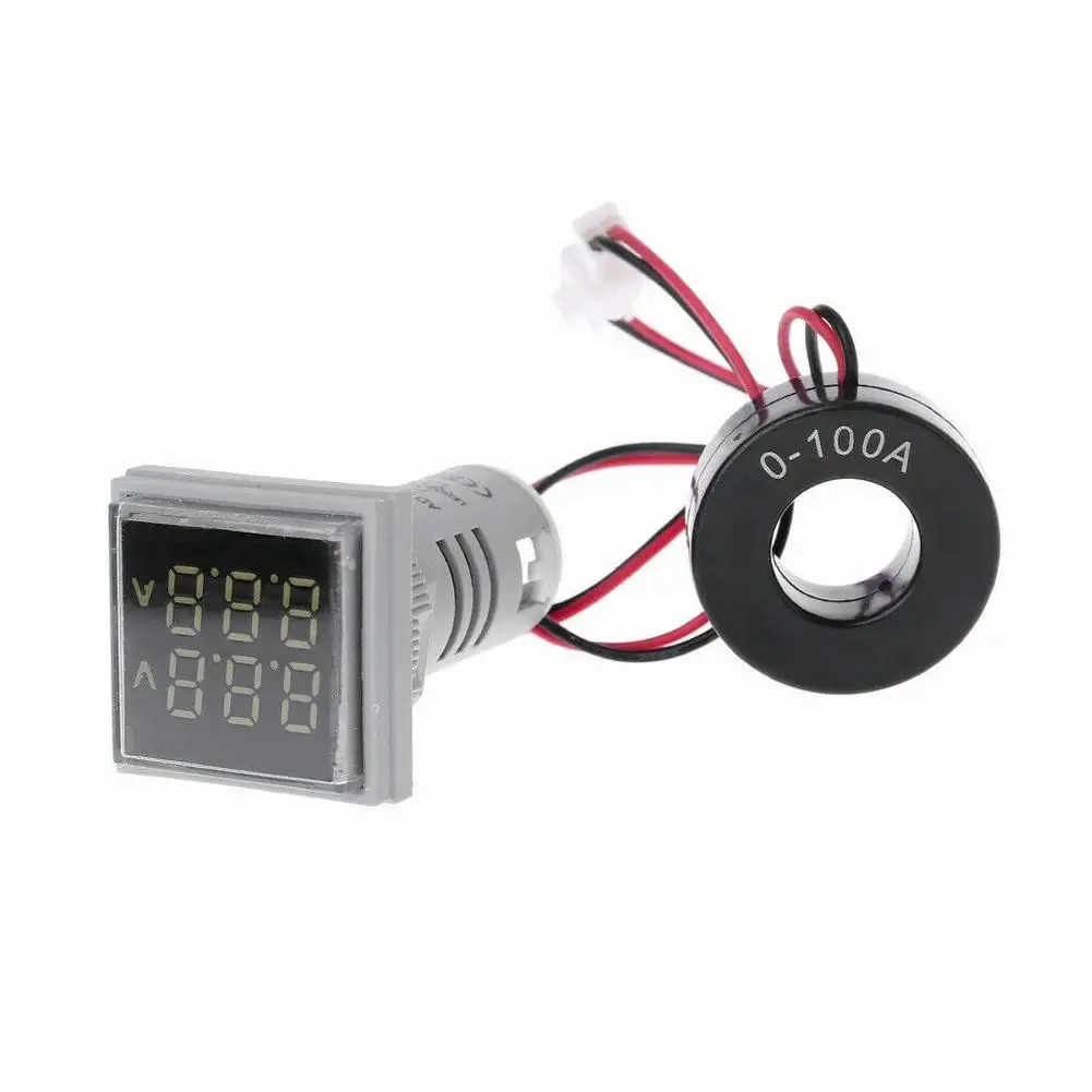 Long Lasting LED Digital Dual Display Voltmeter Ammeter AC Voltage Gauge Meter 60 500V 0 100A Green Yellow White Red