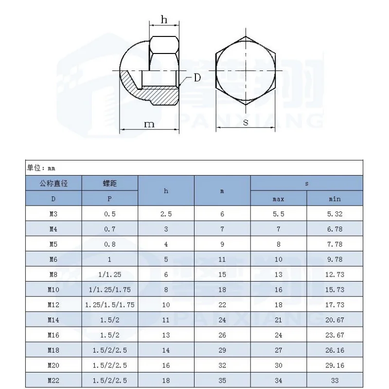 M3 M4 M5 M6 M8 M10 M12 M14 M16 brass hexagon nuts Decorative screw cap dome cap half round rubber nut DIN1587