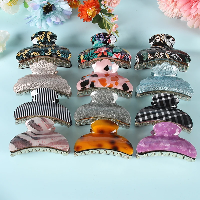 Large Hair Accessories Europe And Elegant Temperament Hairpin Wholesale Printing Acrylic Hairpin Contracted Hairpin Hair Clip