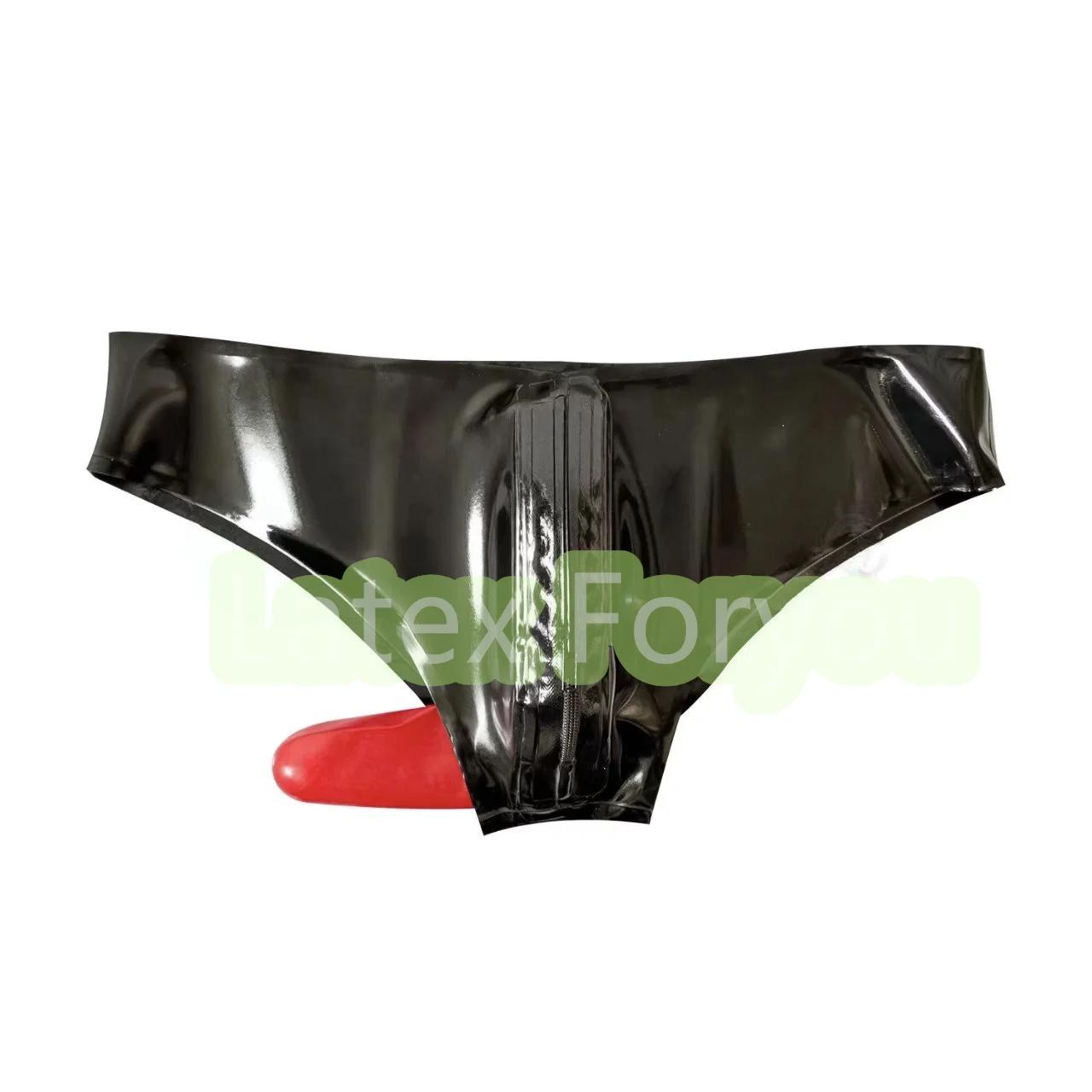 best remote control vibrater Herren Latex Slip mit integrierten, fest eingearbeiten Anal-Dildo main image 0