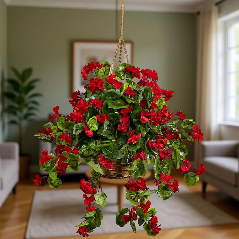 

Устойчивая к УФ-излучению красная подвесная корзина для герани, 10.125 x 29 x 10.125