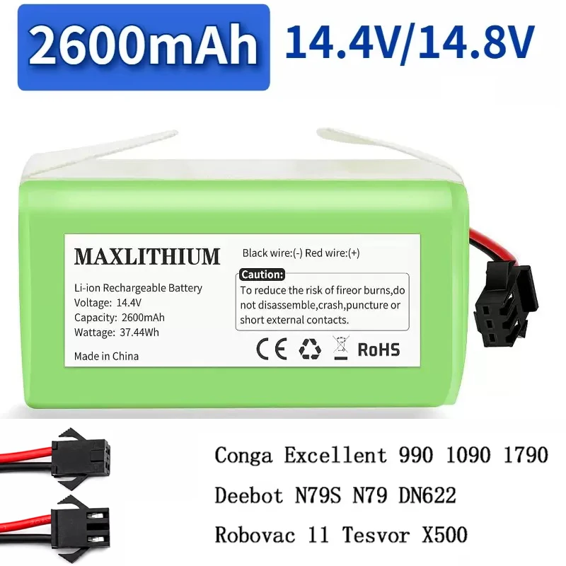 Akumulator litowy 14,4V/14,8V 2600mAh kompatybilny z robotami odkurzającymi, robotami sprzątającymi, 100% wysoka jakość, rzeczywista pojemność. — zdjęcie produktu 4
