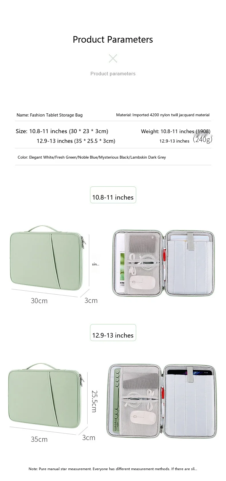 Tablet-Schutzhülle 10,8-13 Zoll Tragbare Tasche für iPad Tablet mit Weichem Futter – Detail 3