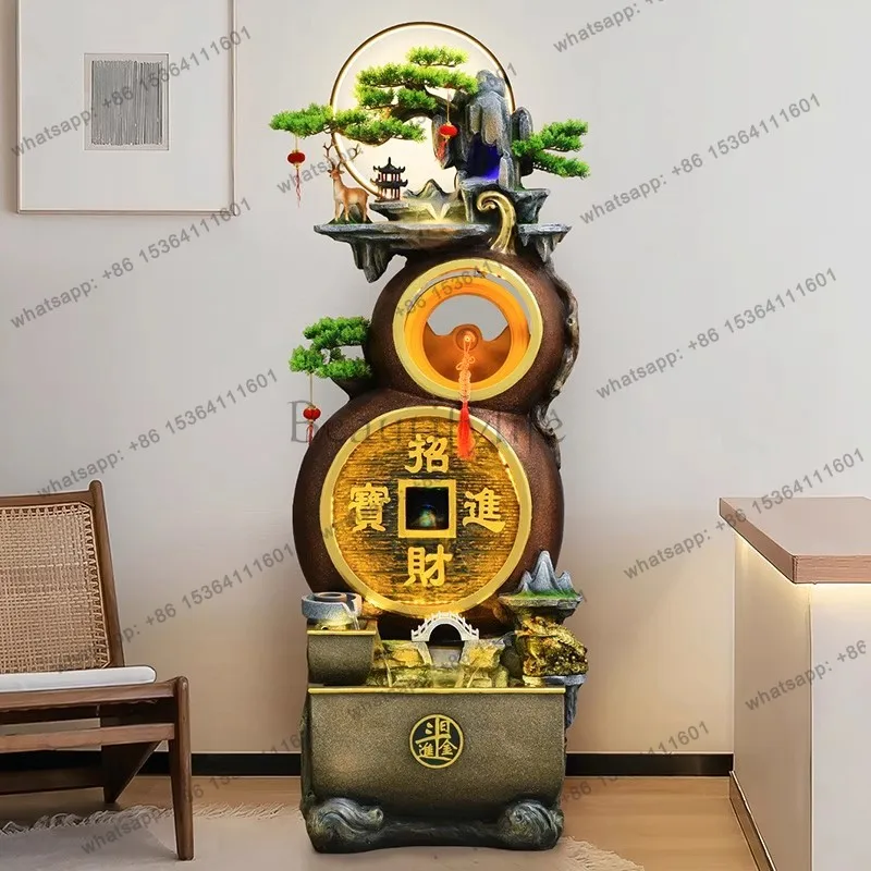making money flowing water gourd ornament circulating water  Living room lucky feng shui wheel fountain rockery