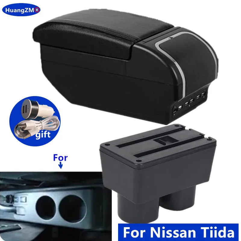 For Nissan Tiida Latio Sylphy Versa Armrest box For Nissan Tiida C11 Car Armrest box Interior Center Storage Box Car Accessories
