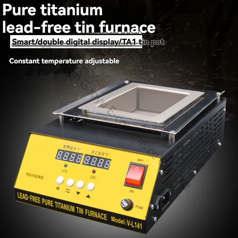 Tin Furnace Constant Temperature Lead-free Pure Titanium Square Adjustable Solder Tin Pot Dipping Solder Ironing Furnace Small