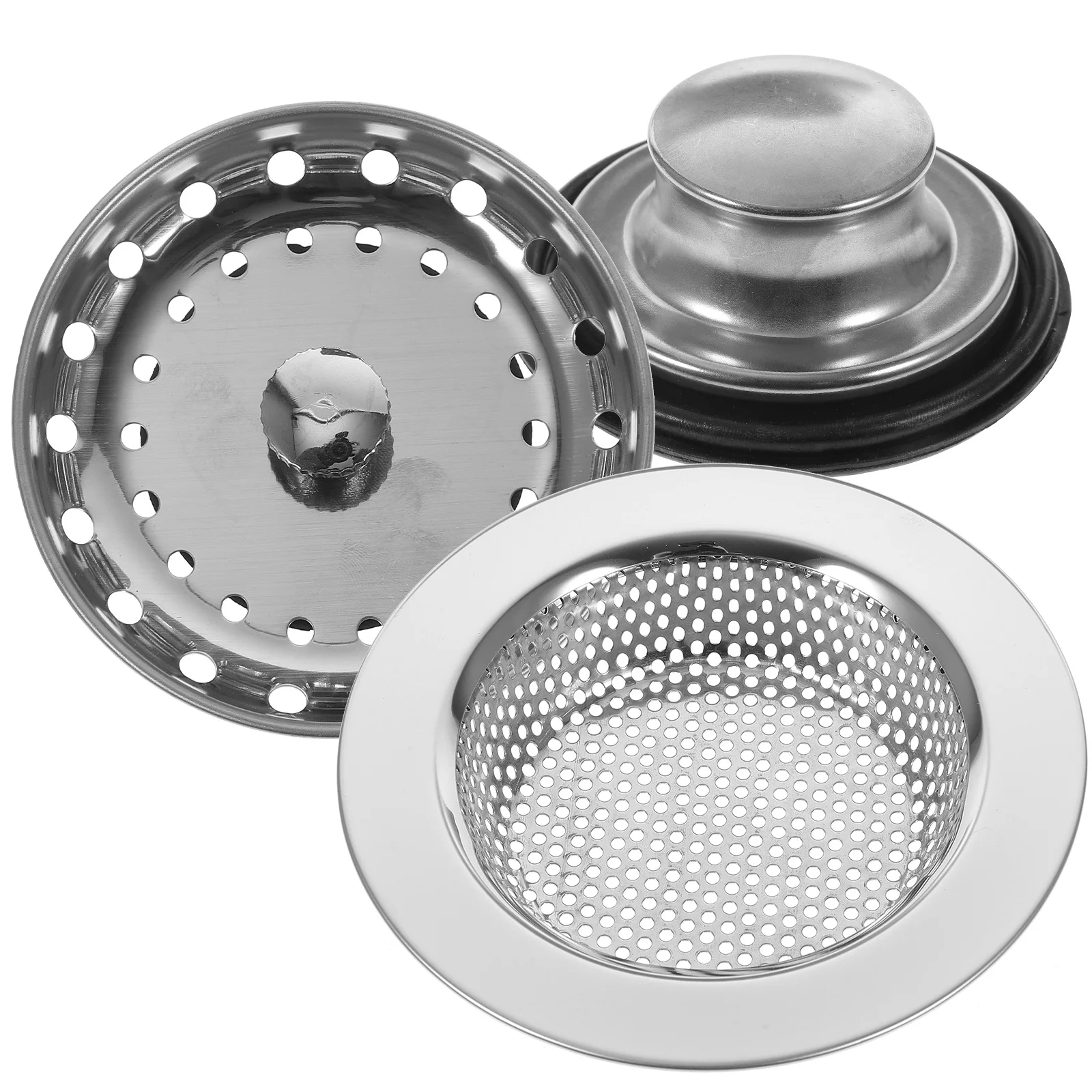 

1 set Sink Strainer Filter Stainless Steel Black Coated Kitchen Sink Drain Basket Anti-Clog For Food Particles Hair Catcher